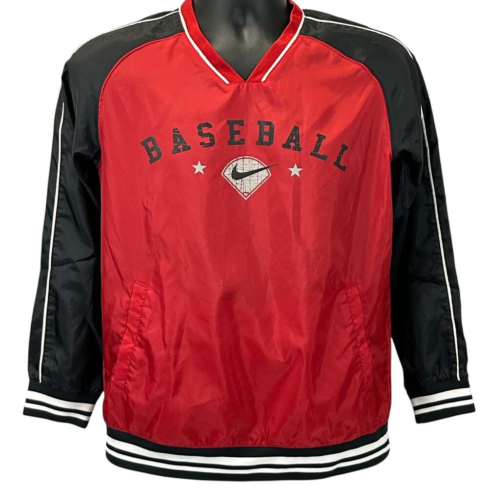 Vintage Y2Ks Nike Baseball Windbreaker Jacket Youth Large 14-16 Red Vented Boys